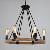 Country Hemp Rope Loop Chandelier - Hanging Ceiling Light in Black for Restaurants"
This revised title maintains the essential keywords and information, while keeping it concise for better SEO optimization.